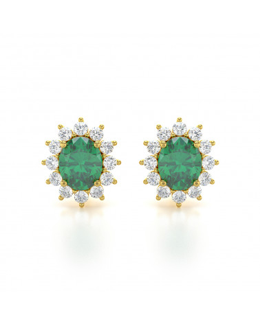 14K Gold Emerald Earrings ADEN - 1