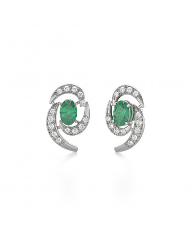 925 Silver Emerald Diamonds Earrings ADEN - 3