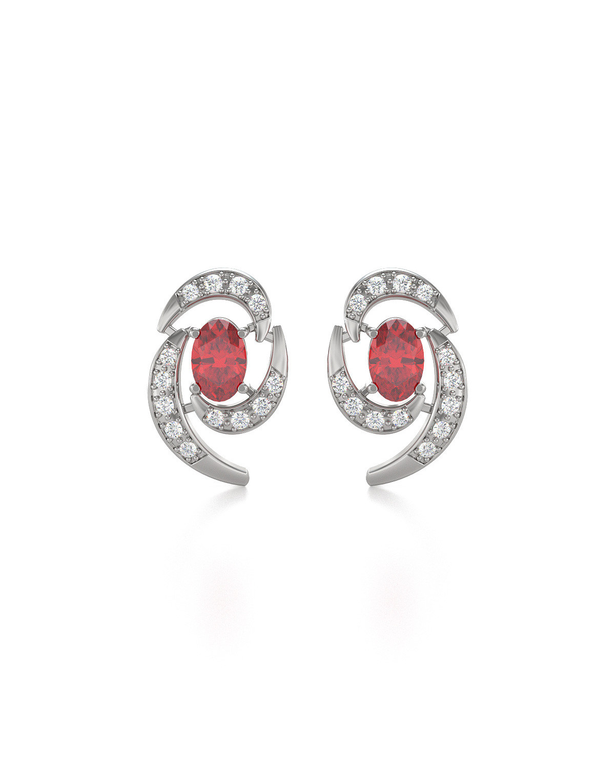 925 Silver Ruby Diamonds Earrings