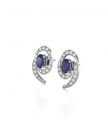 925 Silver Sapphire Diamonds Earrings ADEN - 5