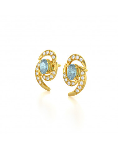 14K Gold Aquamarine Earrings ADEN - 4