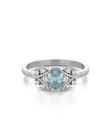 925 Silber Aquamarin Diamanten Ringe ADEN - 3