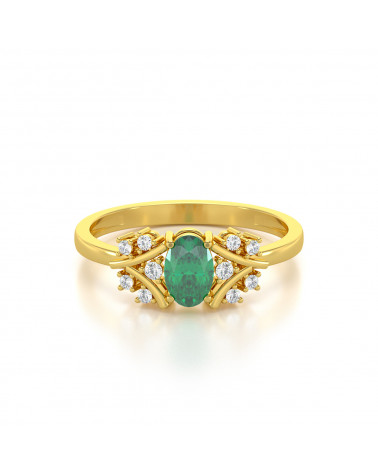 Gold Emerald Diamonds Ring 1.556grs ADEN - 3