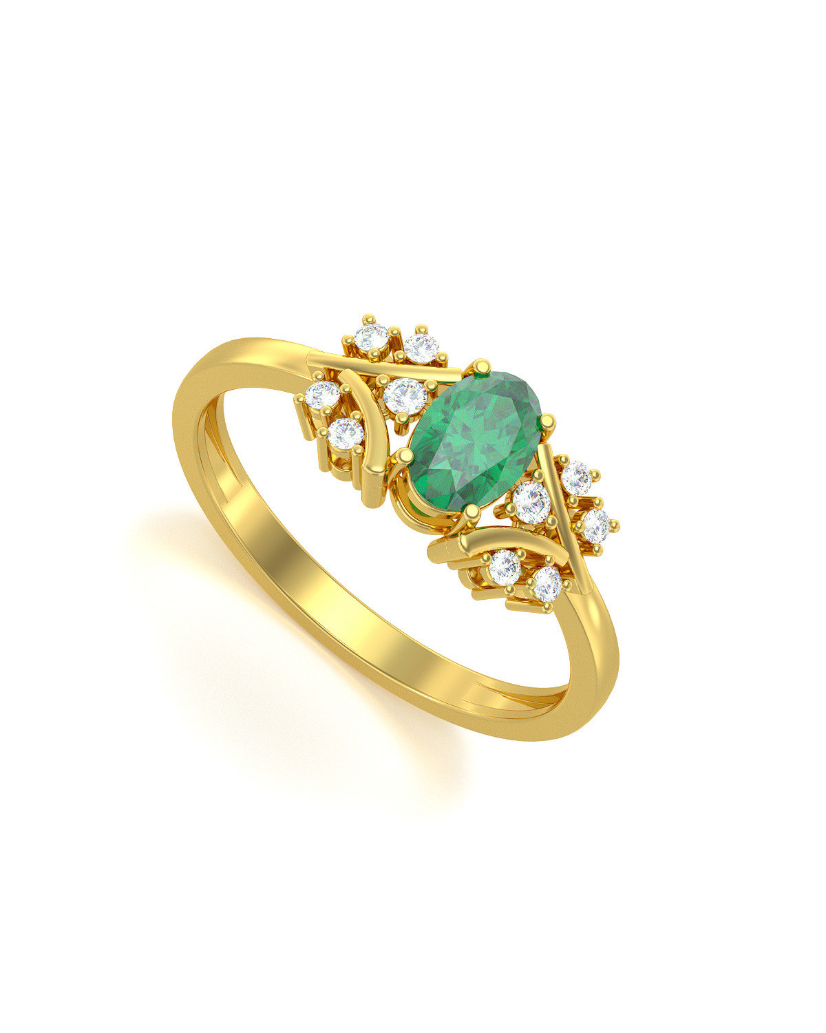 Gold Smaragd Diamanten Ringe 1.556grs
