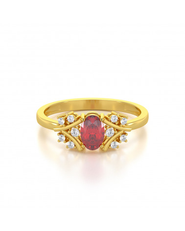 Anelli Oro Rubino diamanti 1.556grs ADEN - 3