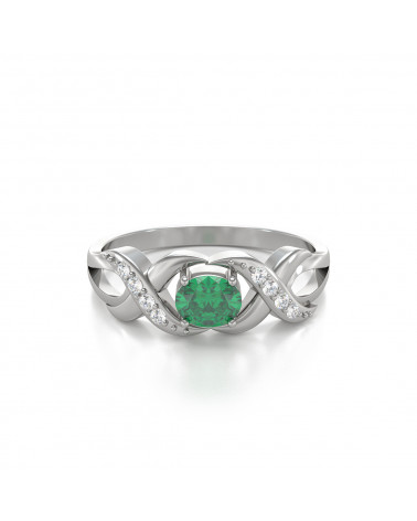 Anelli Smeraldo diamanti Argento 925 ADEN - 3