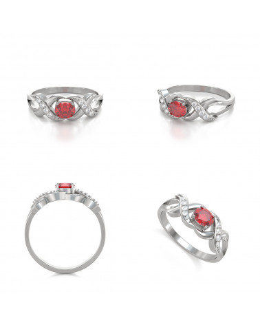 925 Silver Ruby Diamonds Ring ADEN - 2