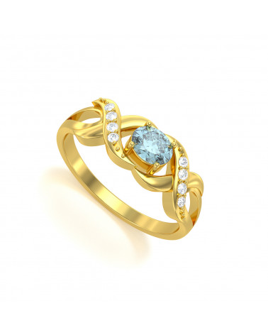 Anillo de Oro Aguamarine y diamantes 2.684grs ADEN - 1
