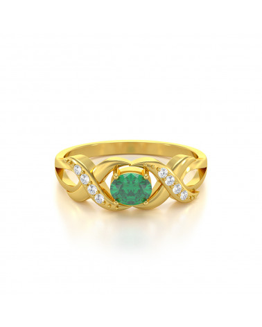 Gold Emerald Diamonds Ring 2.684grs ADEN - 3