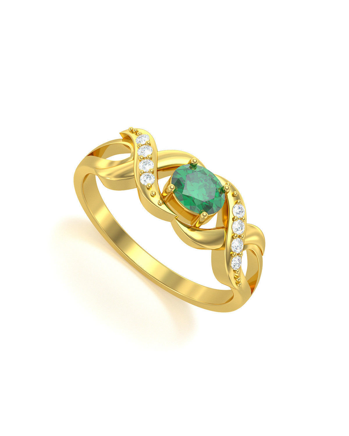 Anelli Oro Smeraldo diamanti 2.684grs