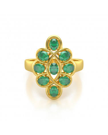 Gold Emerald Diamonds Ring 1.32grs ADEN - 3