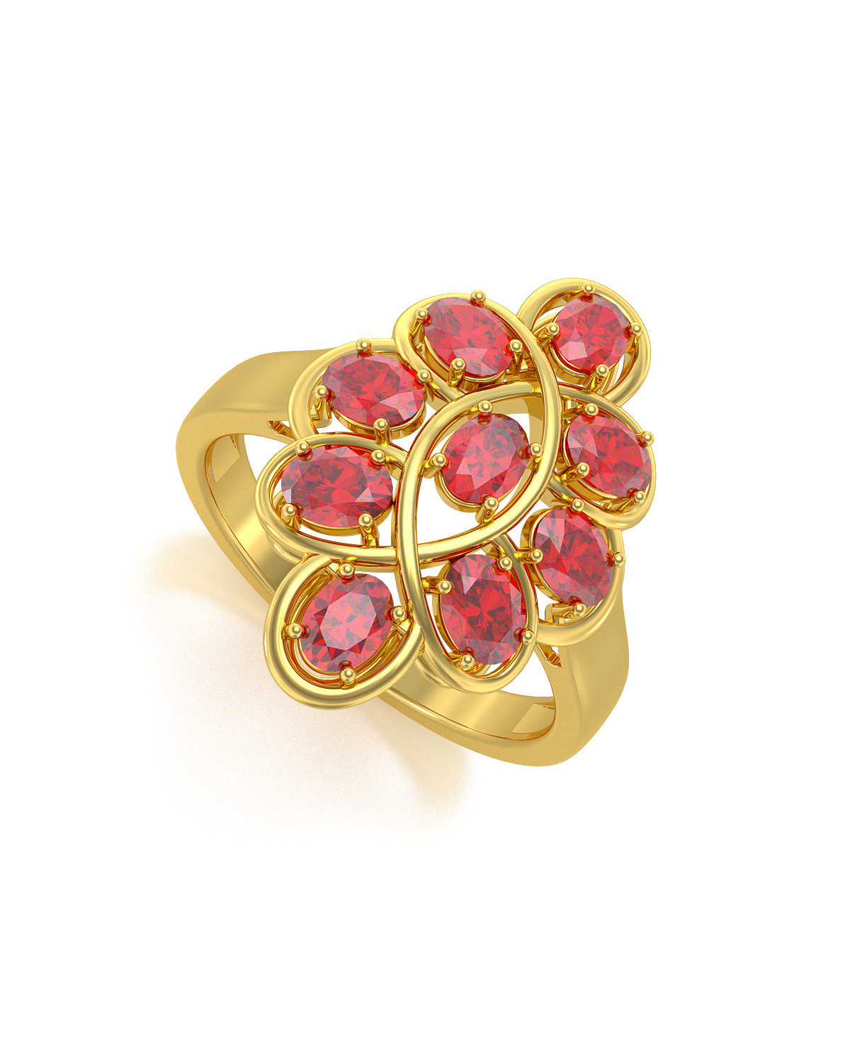 Gold Flower Ruby Ring 4.38grs ADEN - 1