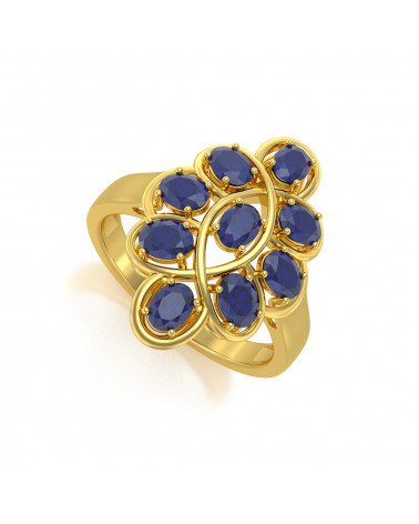 Gold Flower Sapphire Ring 4.38grs ADEN - 1