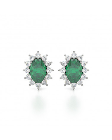 Orecchini in Smeraldo Diamanti Argento 925 ADEN - 1