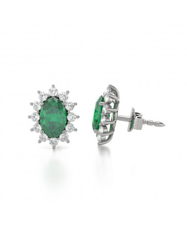 Orecchini in Smeraldo Diamanti Argento 925 ADEN - 4