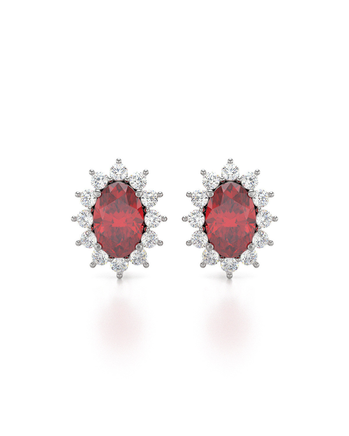 Orecchini in Rubino Diamanti Argento 925