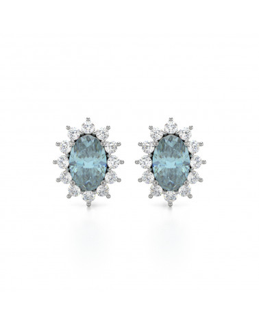 925 Silber Aquamarin Diamanten Ohrringe ADEN - 1