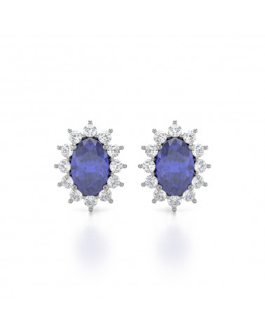 925 Silver Tanzanite Diamonds Earrings ADEN - 1