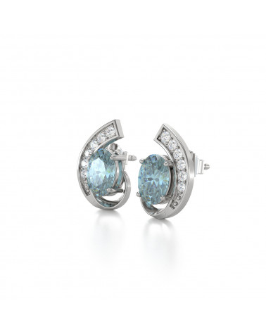 925 Silber Aquamarin Diamanten Ohrringe ADEN - 4