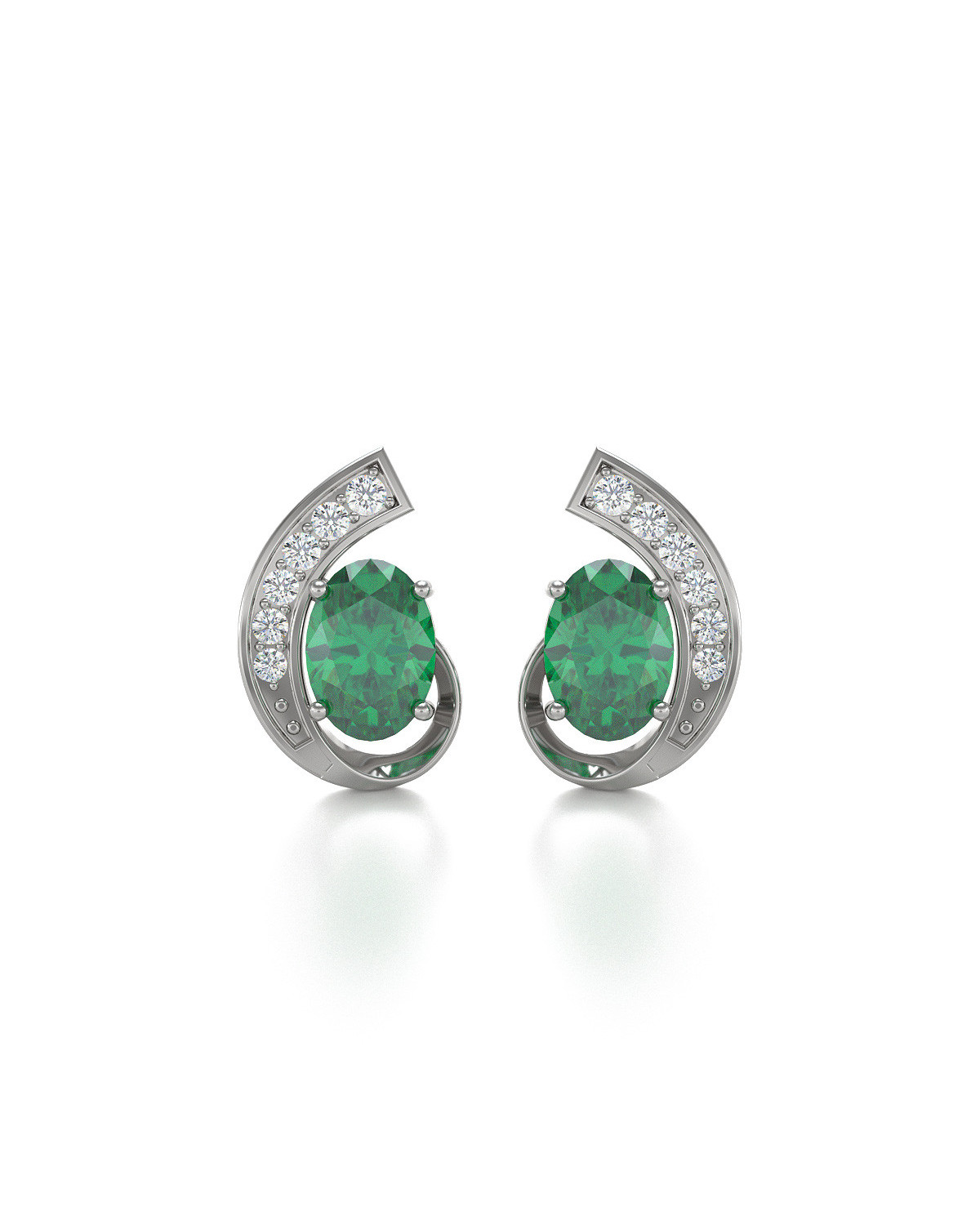 925 Silber Smaragd Diamanten Ohrringe