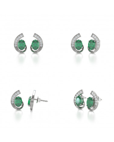 925 Silber Smaragd Diamanten Ohrringe ADEN - 2