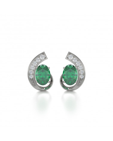 14K Gold Emerald Diamonds Earrings ADEN - 1