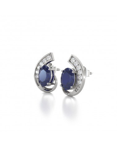 925 Silver Sapphire Diamonds Earrings ADEN - 4