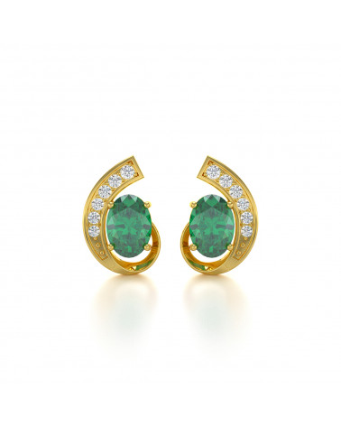 14K Gold Smaragd Diamanten Ohrringe ADEN - 1