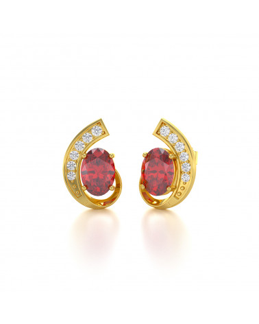 Boucles d'oreille Or Jaune Rubis et Diamants 2.10grs ADEN - 3