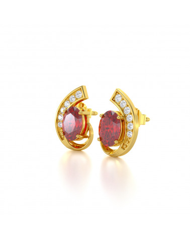 Pendientes  de Oro 14K Rubi y Diamantes ADEN - 4