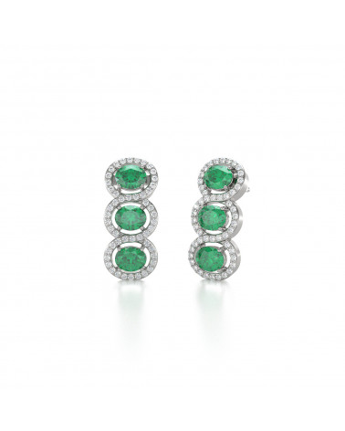 925 Silber Smaragd Diamanten Ohrringe ADEN - 3