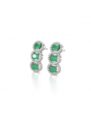 925 Silber Smaragd Diamanten Ohrringe ADEN - 4