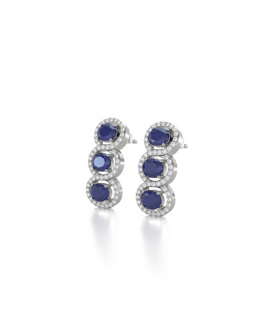 925 Silver Sapphire Diamonds Earrings ADEN - 4