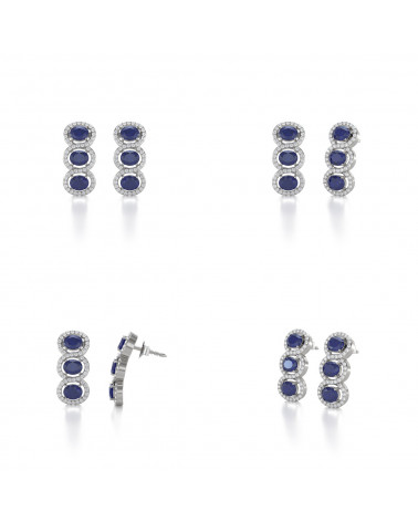 925 Silver Sapphire Diamonds Earrings ADEN - 2