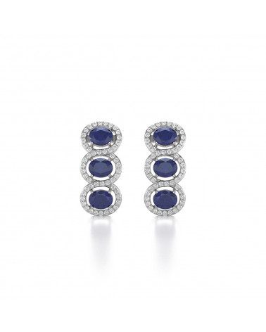 14K Gold Sapphire Diamonds Earrings ADEN - 1