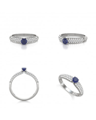 925 Silver Sapphire Diamonds Ring ADEN - 2