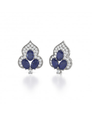 925 Silver Sapphire Diamonds Earrings ADEN - 3
