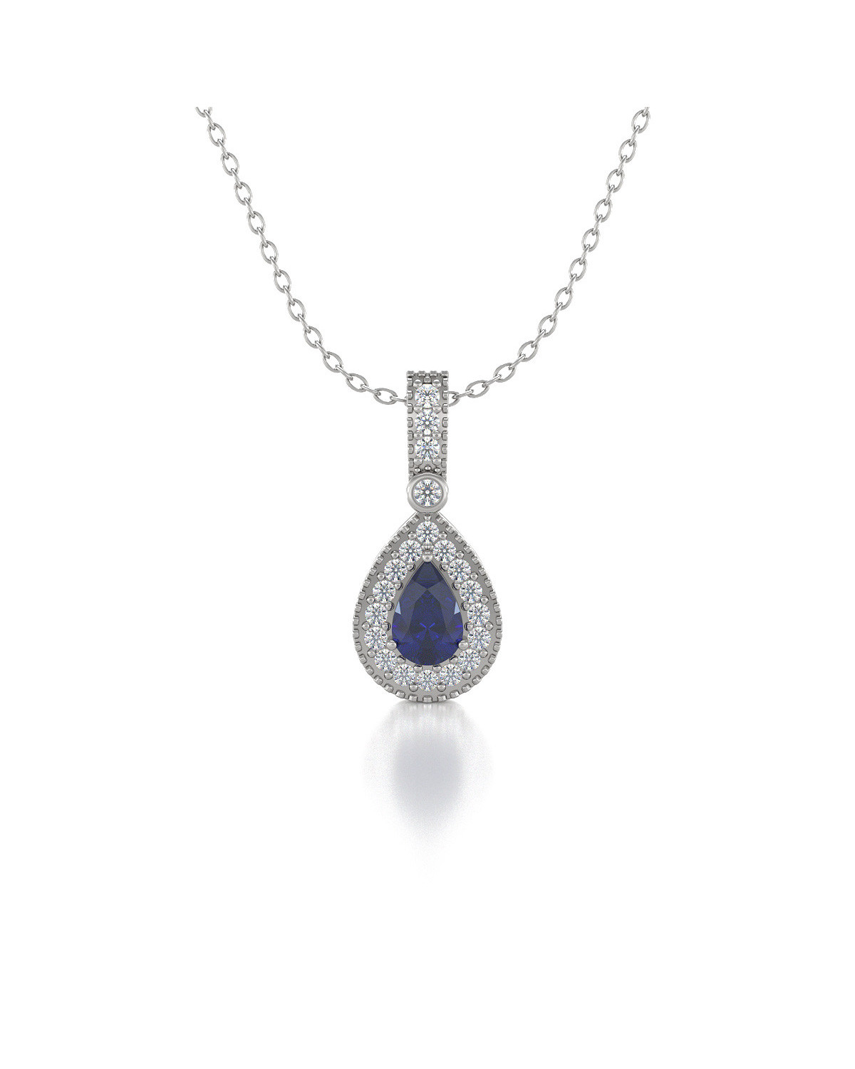 925 Silber Saphir Diamanten Halsketten Anhanger Silberkette enthalten ADEN - 1