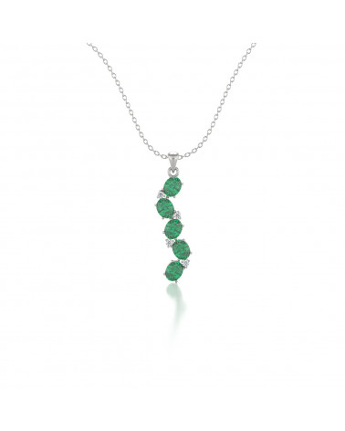 925 Silber Smaragd Diamanten Halsketten Anhanger Silberkette enthalten ADEN - 1