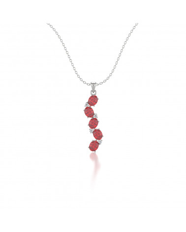 925 Silber Rubin Diamanten Halsketten Anhanger Silberkette enthalten ADEN - 1