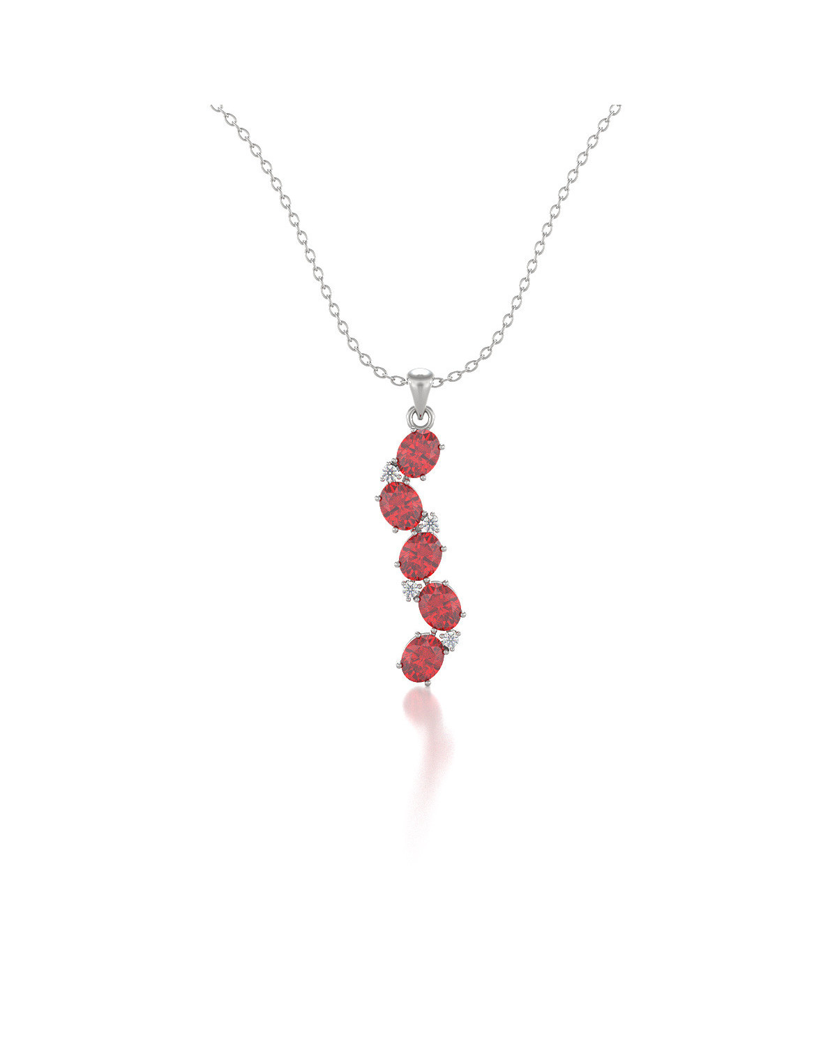 925 Silver Ruby Diamonds Necklace Pendant Chain included