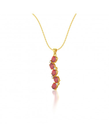 14K Gold Rubin Diamanten Halsketten Anhanger Goldkette enthalten ADEN - 3