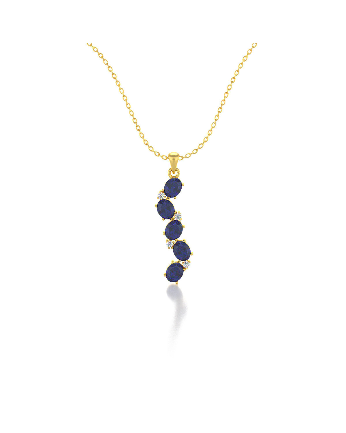 14K Gold Sapphire Diamonds Necklace Pendant Gold Chain included