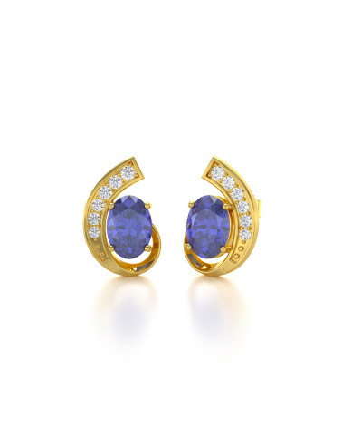 Gold Tanzanite Diamonds Earrings ADEN - 3