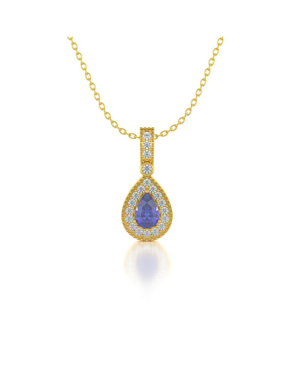 14K Gold Tanzanite Diamonds Necklace Pendant Gold Chain included