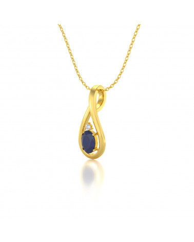 14K Gold Saphir Diamanten Halsketten Anhanger Goldkette enthalten ADEN - 3