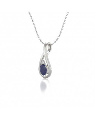 925 Silber Saphir Diamanten Halsketten Anhanger Silberkette enthalten ADEN - 3
