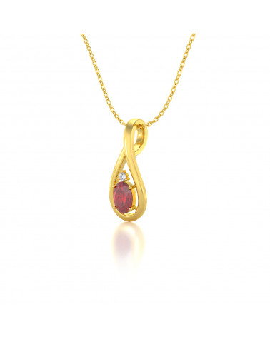 14K Gold Rubin Diamanten Halsketten Anhanger Goldkette enthalten ADEN - 3