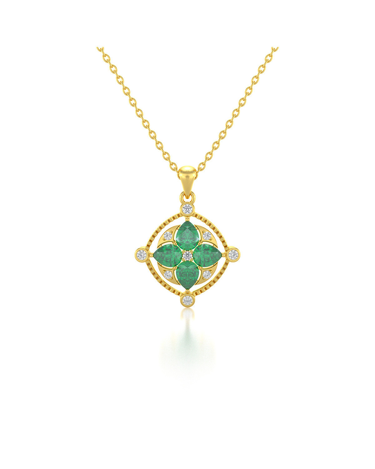 14K Gold Smaragd Diamanten Halsketten Anhanger Goldkette enthalten