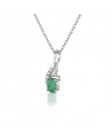 Colgante Pendente Smeraldo Diamanti Catena Argento inclusa ADEN - 3